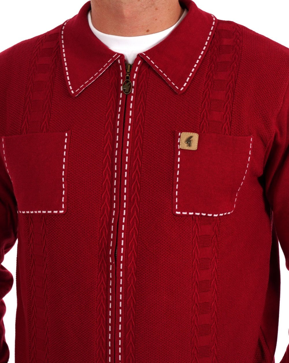 Gabicci Vintage Serge Knit Zip Up Cherry