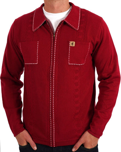 Gabicci Vintage Serge Knit Zip Up Cherry