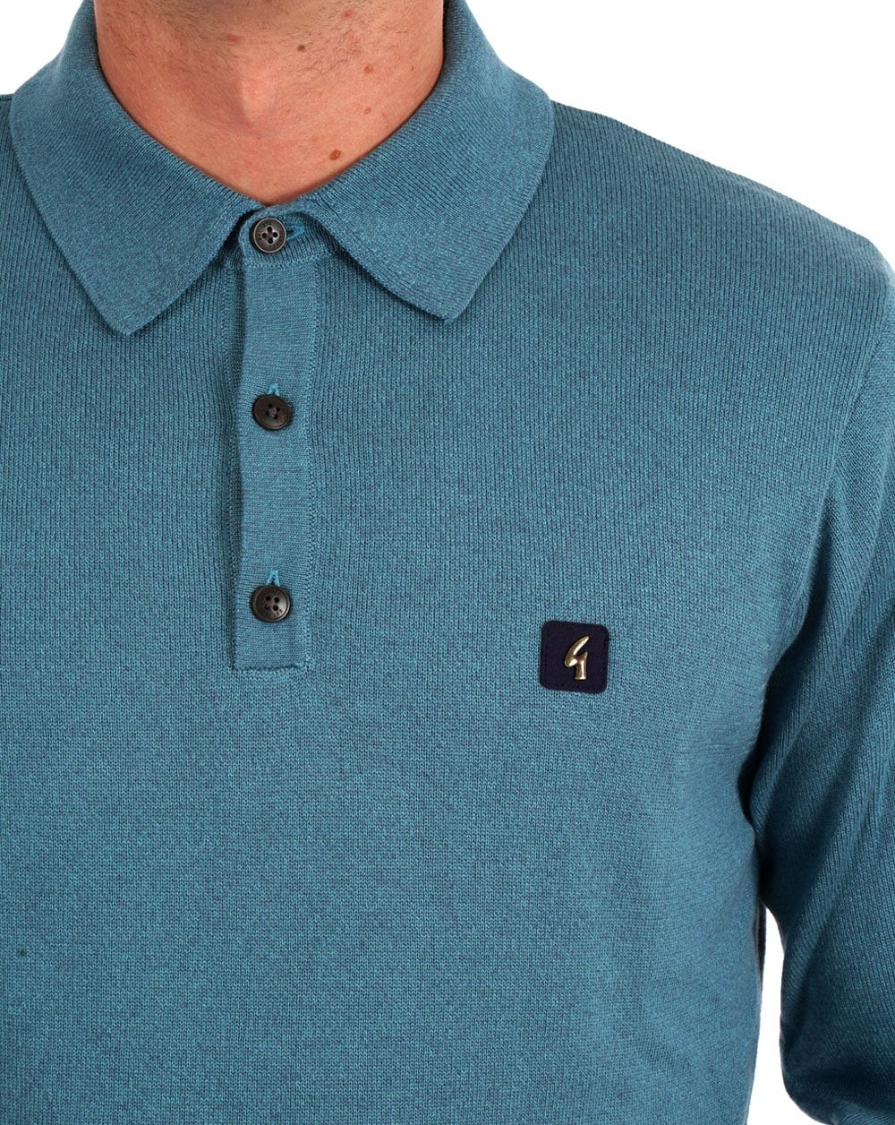 Gabicci Vintage Francesco LS Knitted Polo Teal