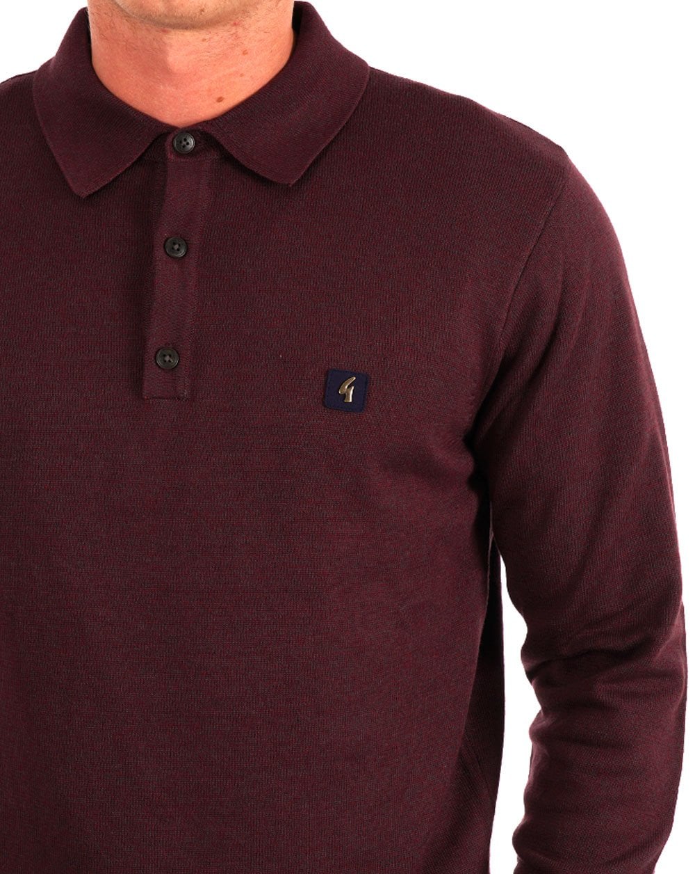 Gabicci Vintage Francesco LS Knitted Polo Berry