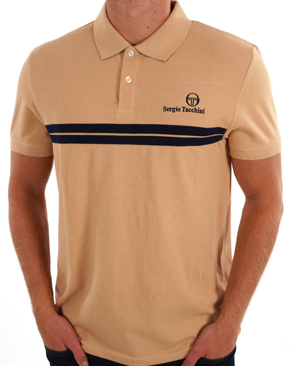 Sergio Tacchini Twin Stripe Polo Shirt Latte