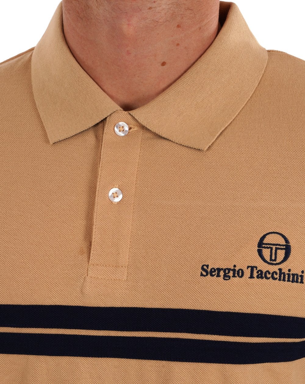 Sergio Tacchini Twin Stripe Polo Shirt Latte