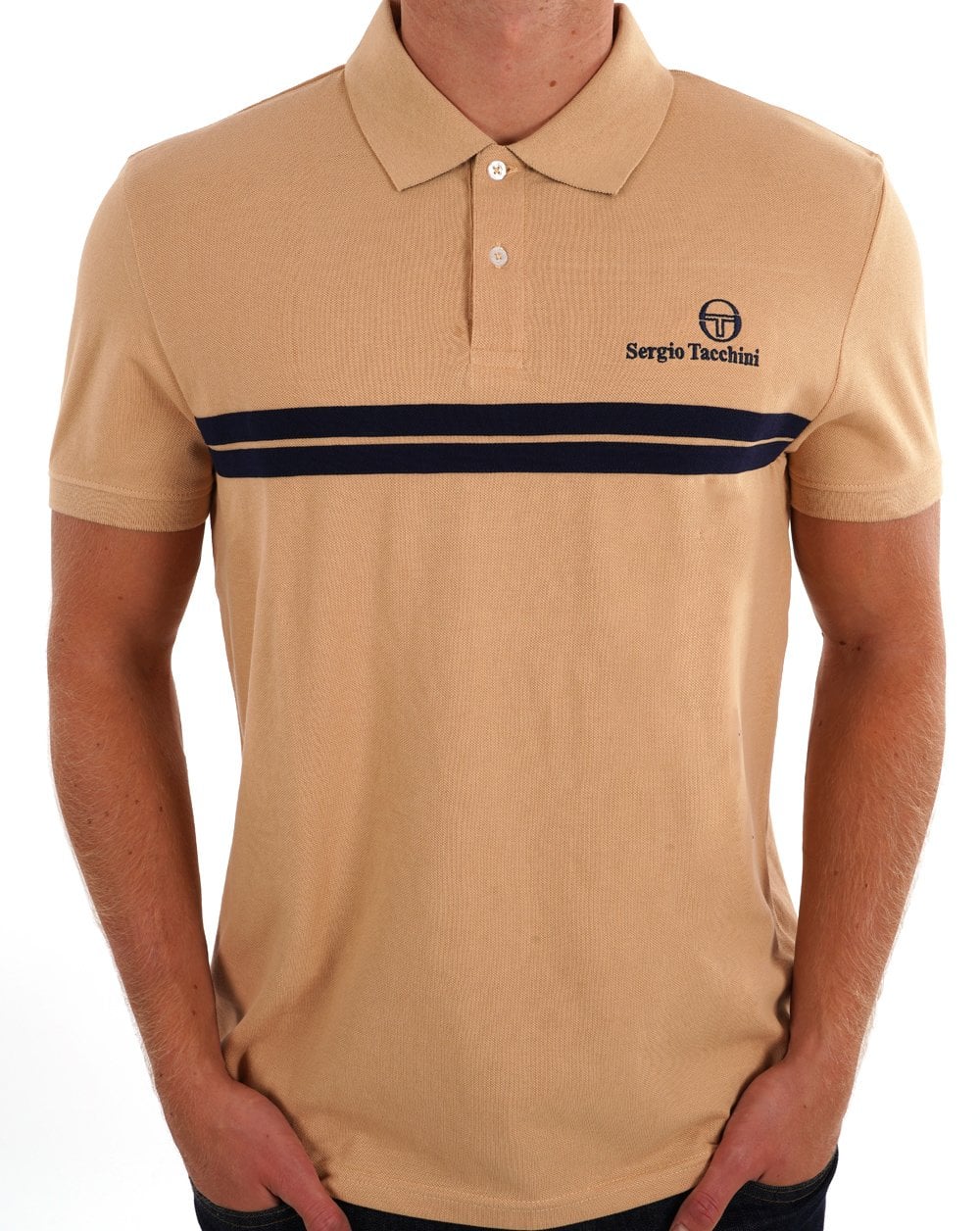 Sergio Tacchini Twin Stripe Polo Shirt Latte