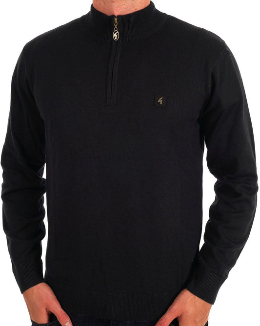 Gabicci Vintage Naxton 1/4 Zip Jumper Black