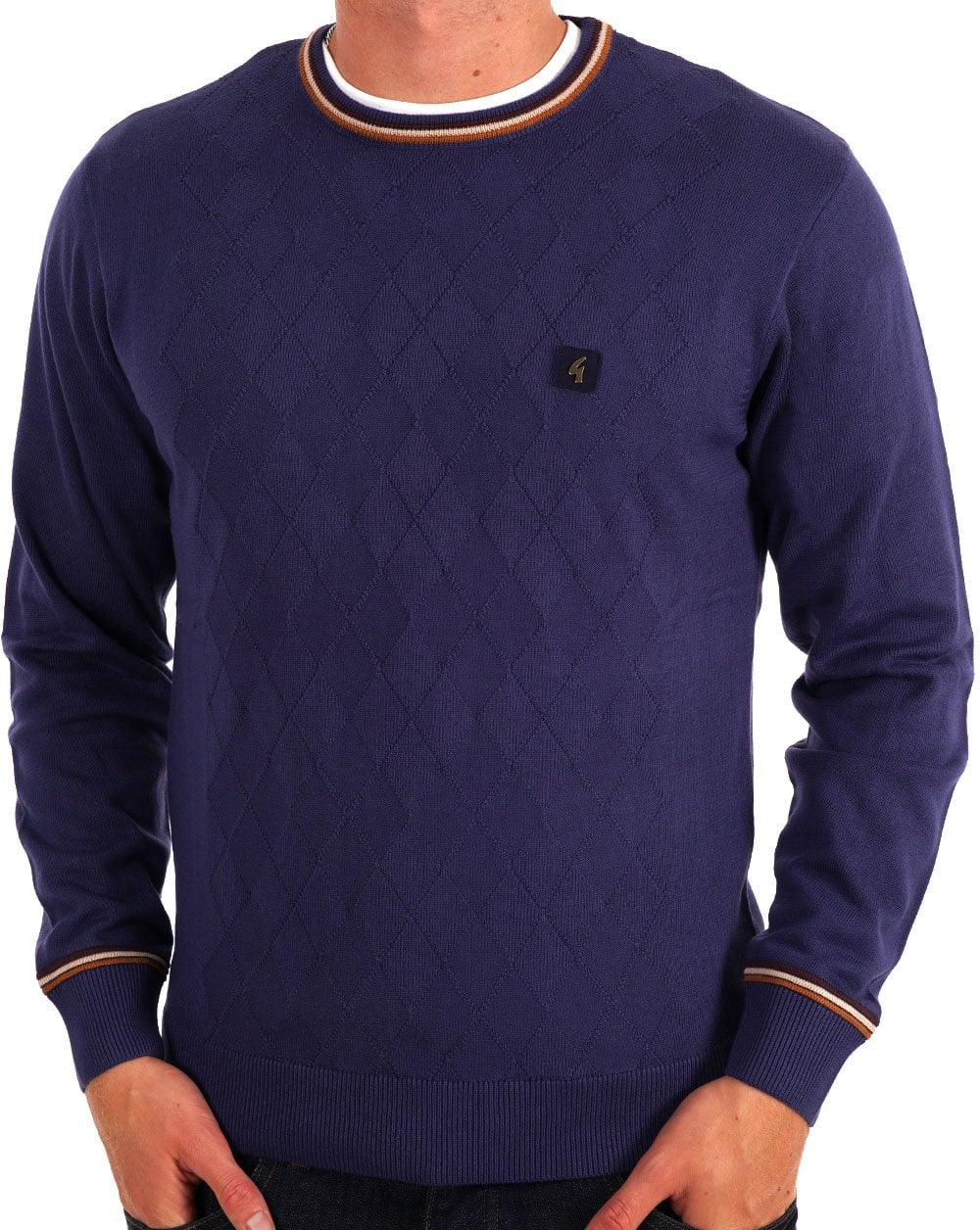 Gabicci Vintage Marlon Knitted Jumper Storm Blue