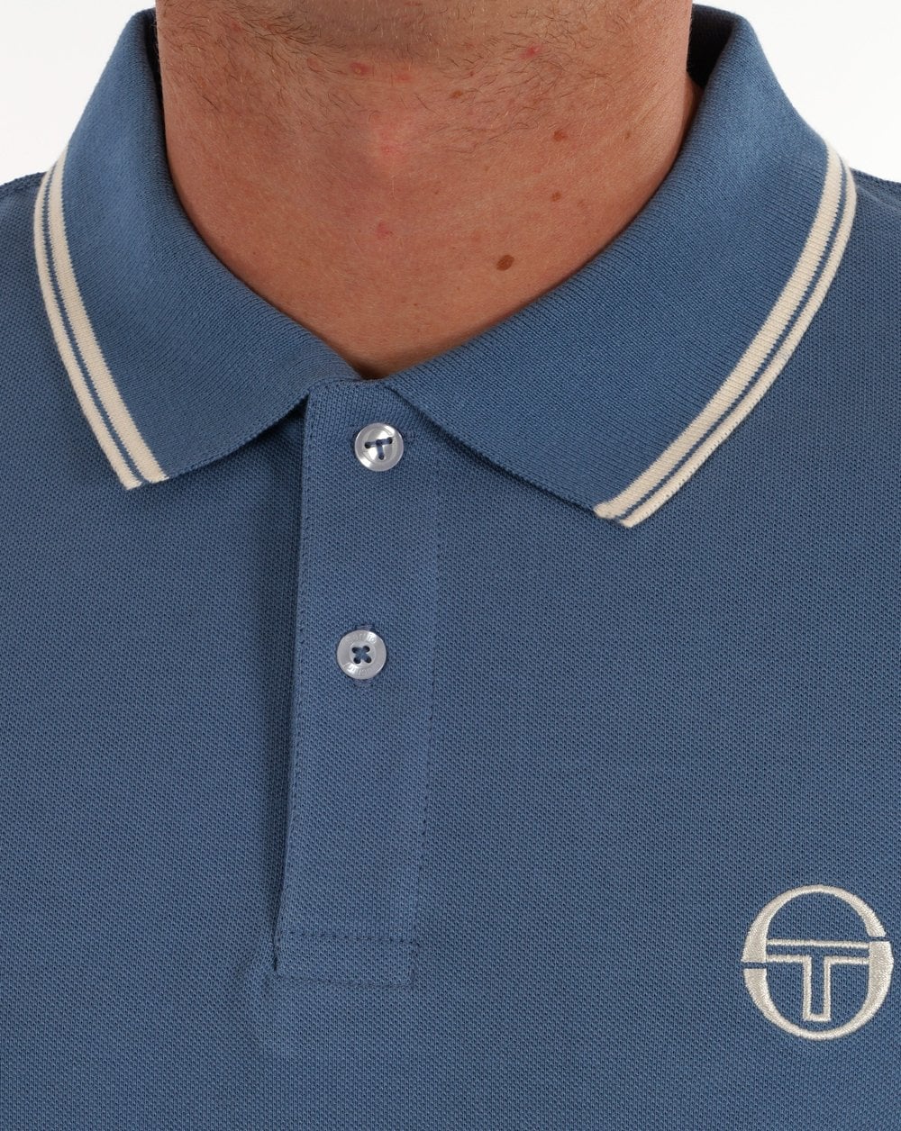 Sergio Tacchini Tipped LS Polo Shirt Steel Blue