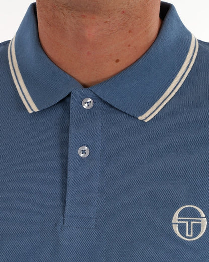 Sergio Tacchini Tipped LS Polo Shirt Steel Blue