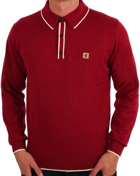 Gabicci Vintage Lineker Tipped Polo Cherry
