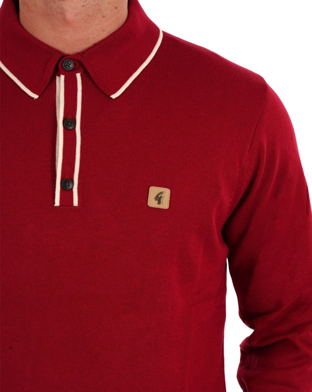 Gabicci Vintage Lineker Tipped Polo Cherry