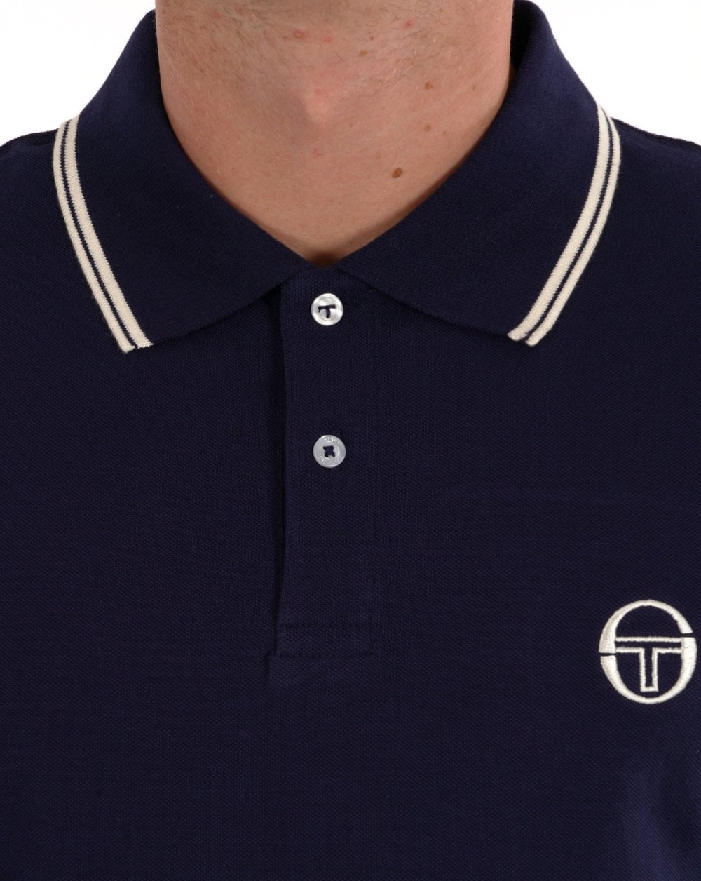Sergio Tacchini Tipped LS Polo Shirt Navy Blue