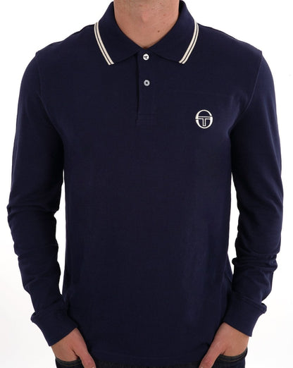 Sergio Tacchini Tipped LS Polo Shirt Navy Blue