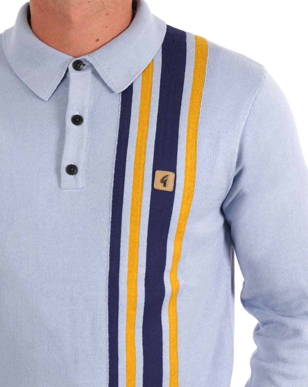 Gabicci Vintage Soda LS Knit Polo Sky