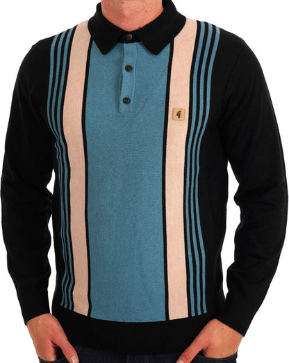 Gabicci Vintage Searle LS Knitted Polo Black