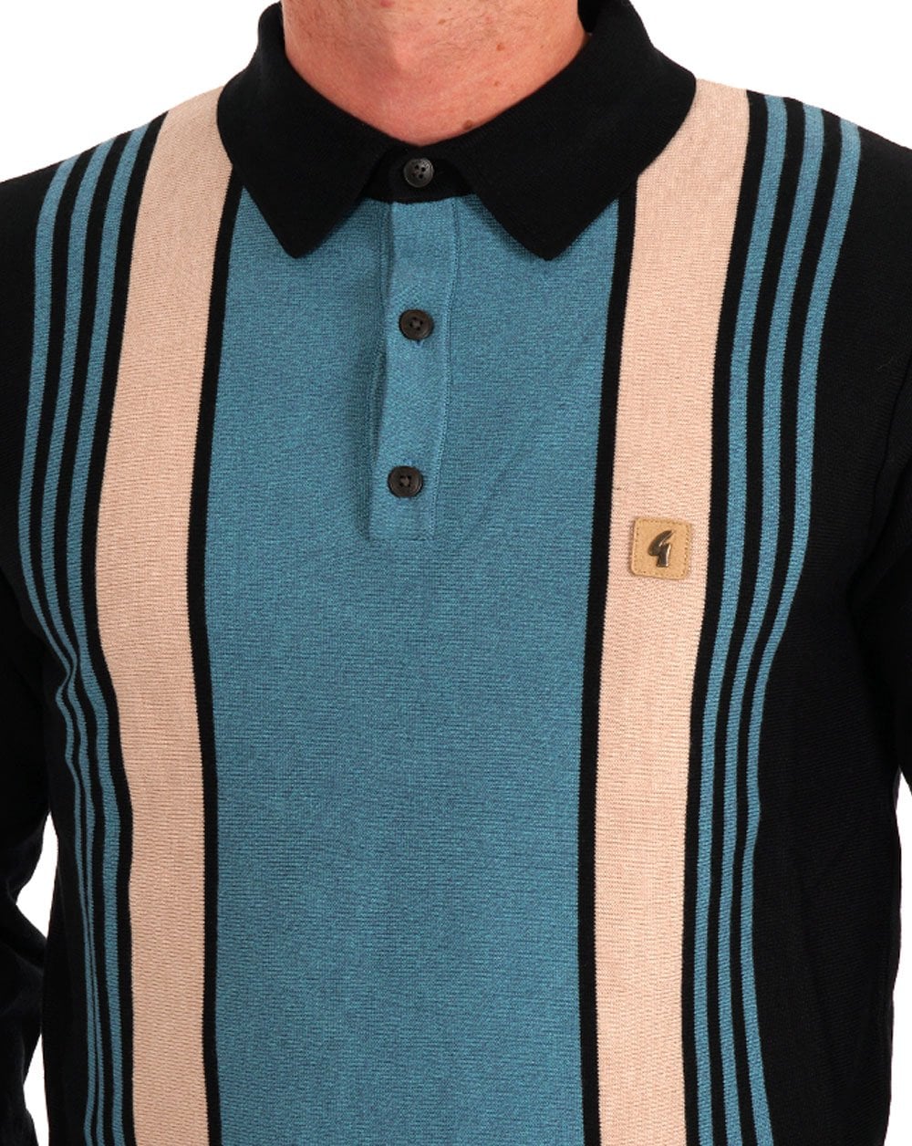 Gabicci Vintage Searle LS Knitted Polo Black