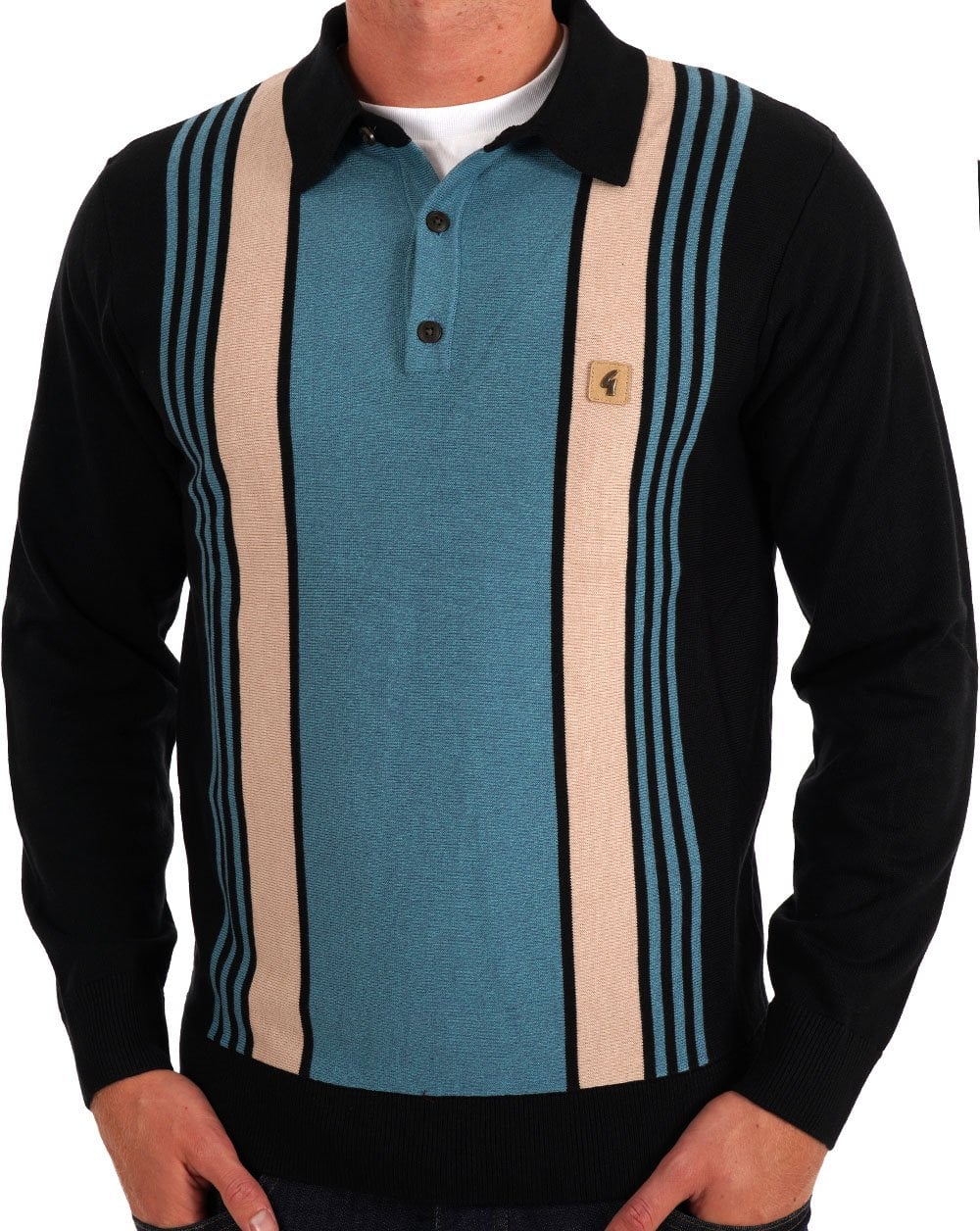 Gabicci Vintage Searle LS Knitted Polo Black