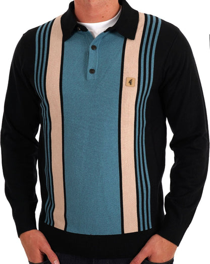 Gabicci Vintage Searle LS Knitted Polo Black