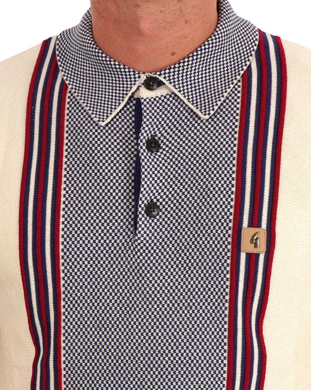 Gabicci Vintage Hadon Knitted LS Polo Cream