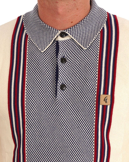 Gabicci Vintage Hadon Knitted LS Polo Cream