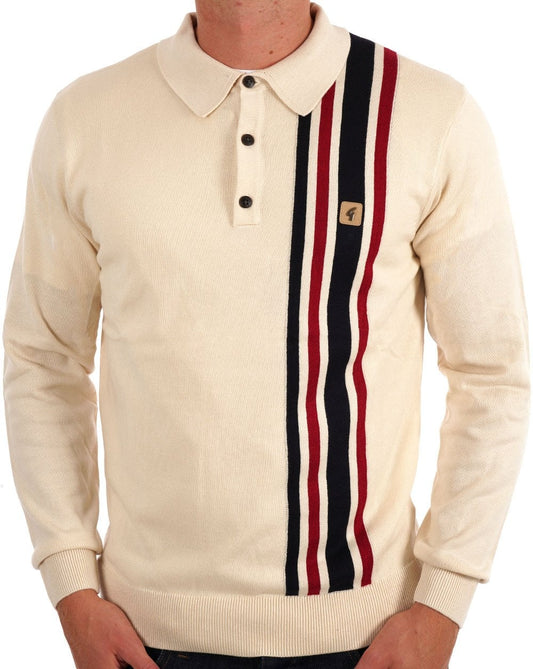 Gabicci Vintage Gabicci Vintage Soda Knit LS Polo Cream