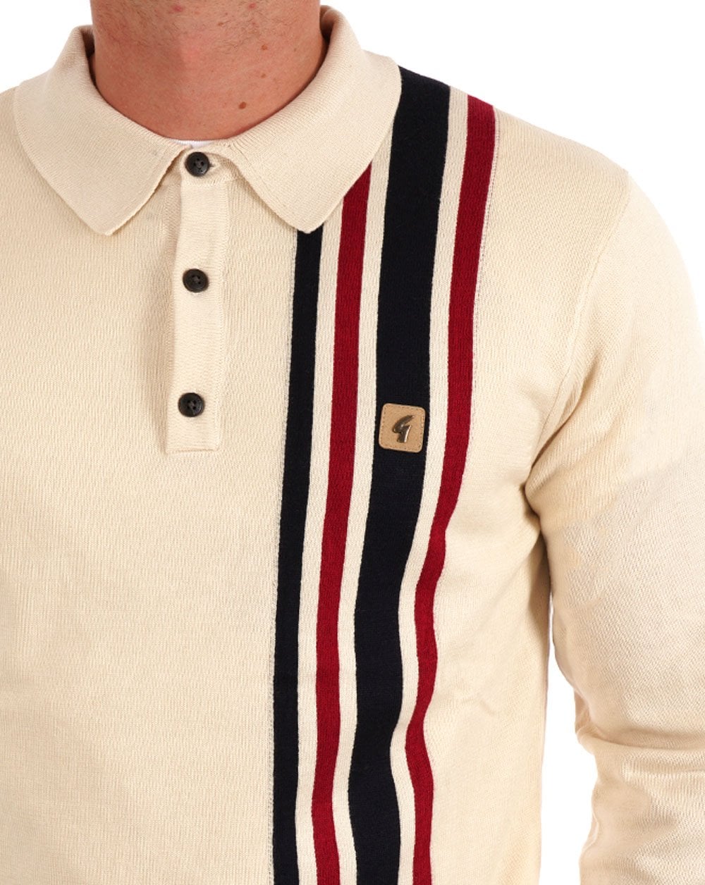 Gabicci Vintage Soda Knit LS Polo Cream