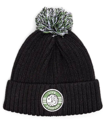 Pretty Green Live Forever Bobble Hat Black