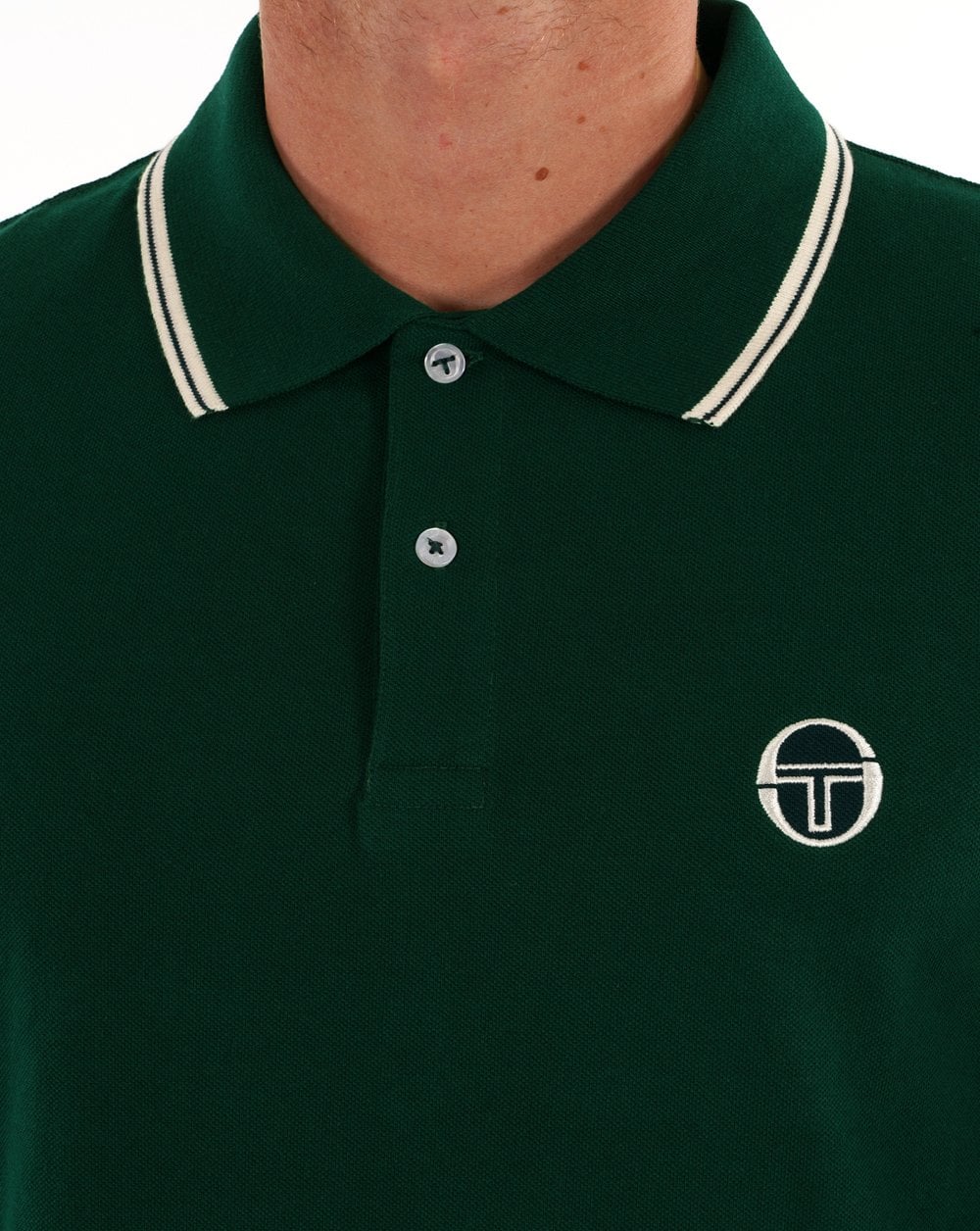 Sergio Tacchini Tipped Long Sleeve Polo Shirt Rainforest Green