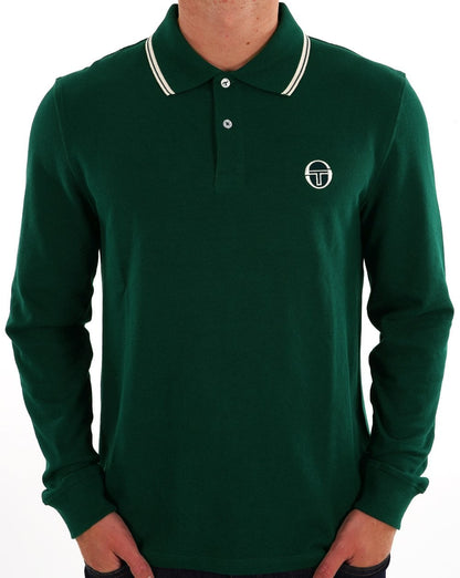 Sergio Tacchini Tipped Long Sleeve Polo Shirt Rainforest Green