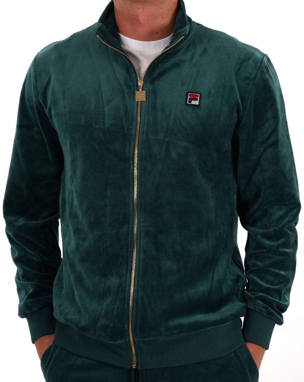 Fila Vintage Premium Velour Track Top Dk Green