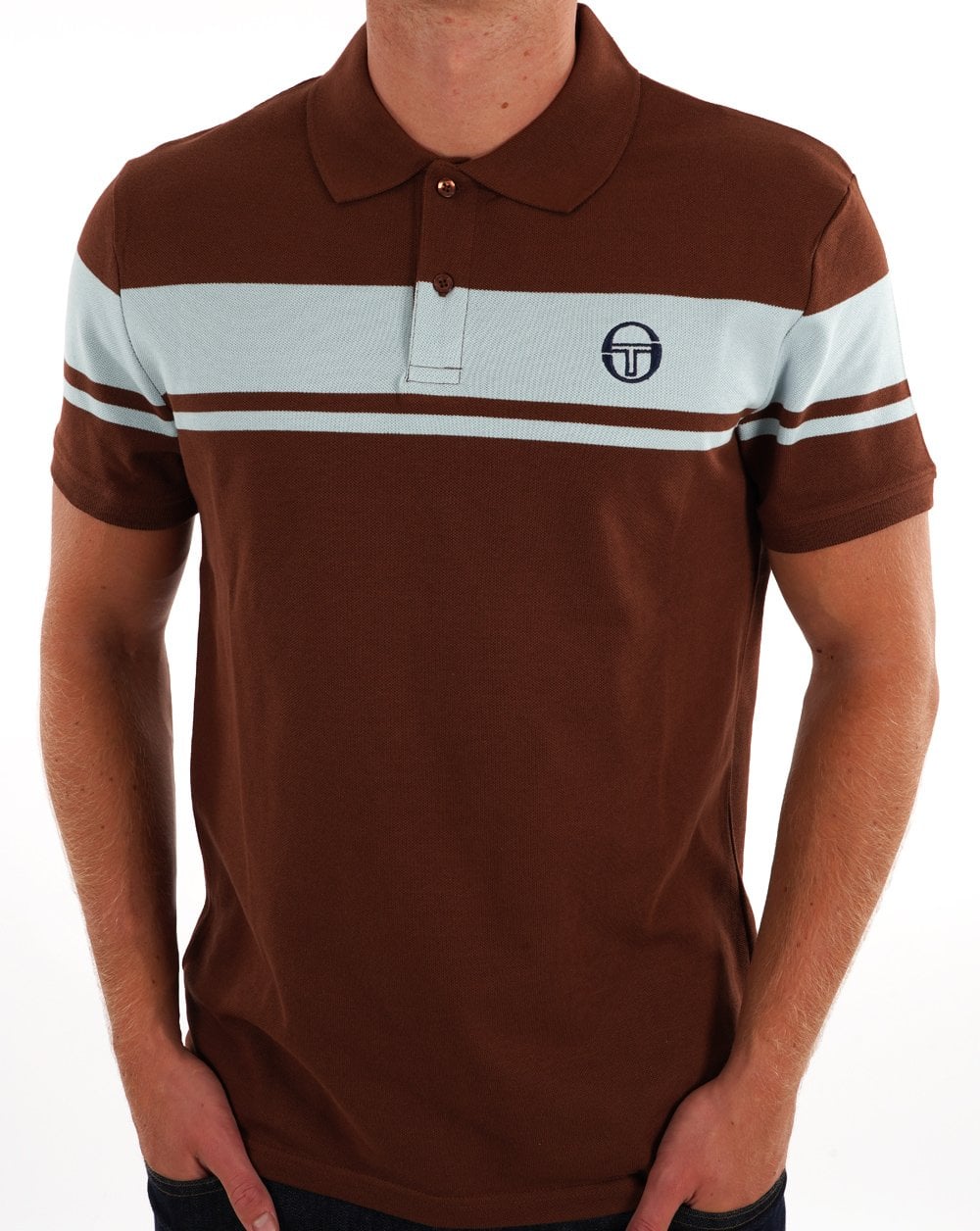 Sergio Tacchini Young Line Polo Shirt Brown/Sky Blue