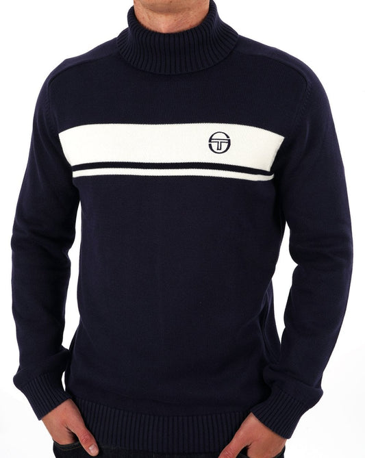 Sergio Tacchini Sergio Tacchini Masters Roll Neck Knit Navy / Ecru