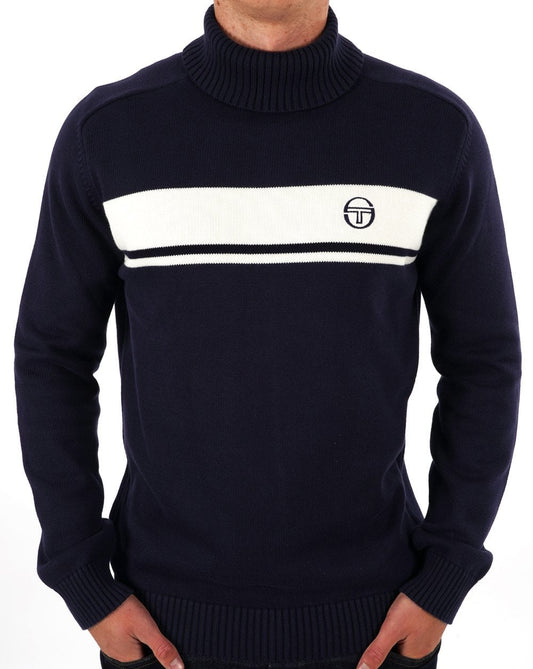 Sergio Tacchini Sergio Tacchini Masters Roll Neck Knit Navy / Ecru