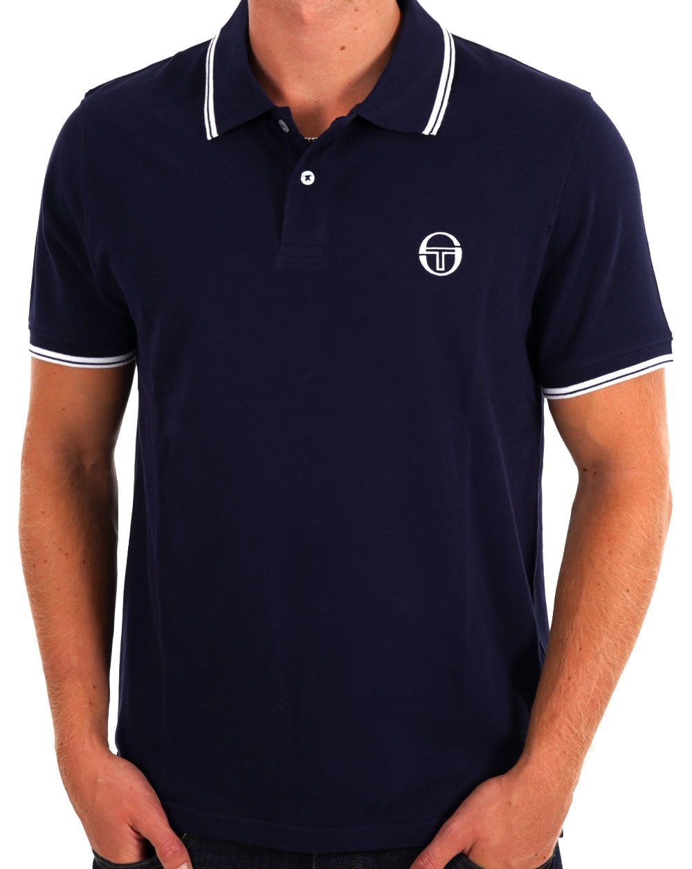 Sergio Tacchini Tipped Polo Shirt Navy White