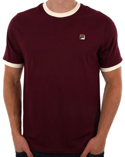 Fila Vintage Ringer T Shirt Wine/Gardenia