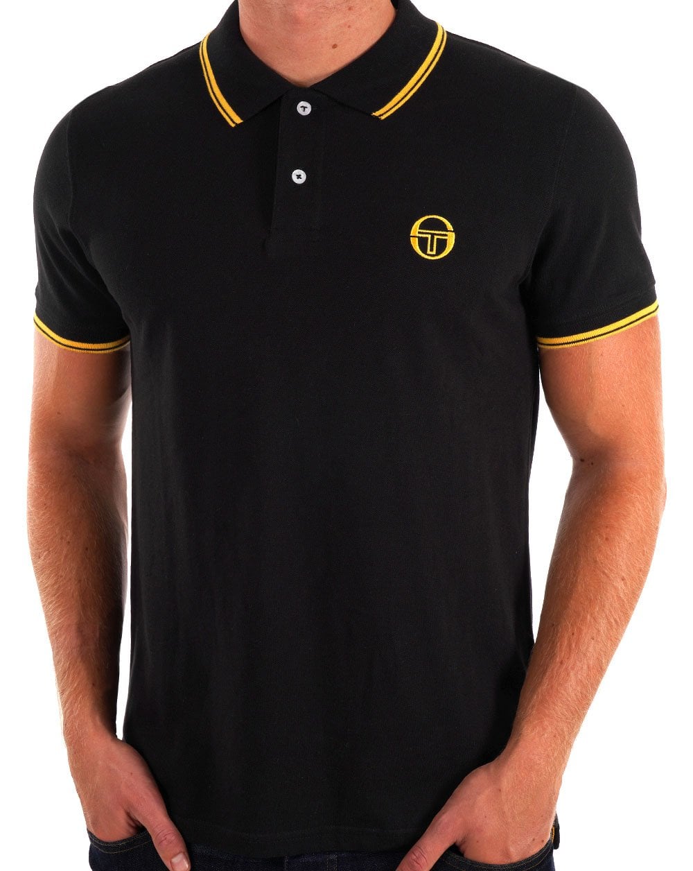 Sergio Tacchini Tipped Polo Shirt Black/Gold