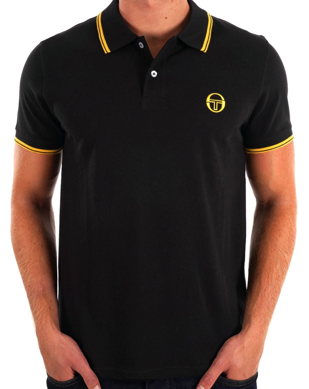 Sergio Tacchini Tipped Polo Shirt Black/Gold