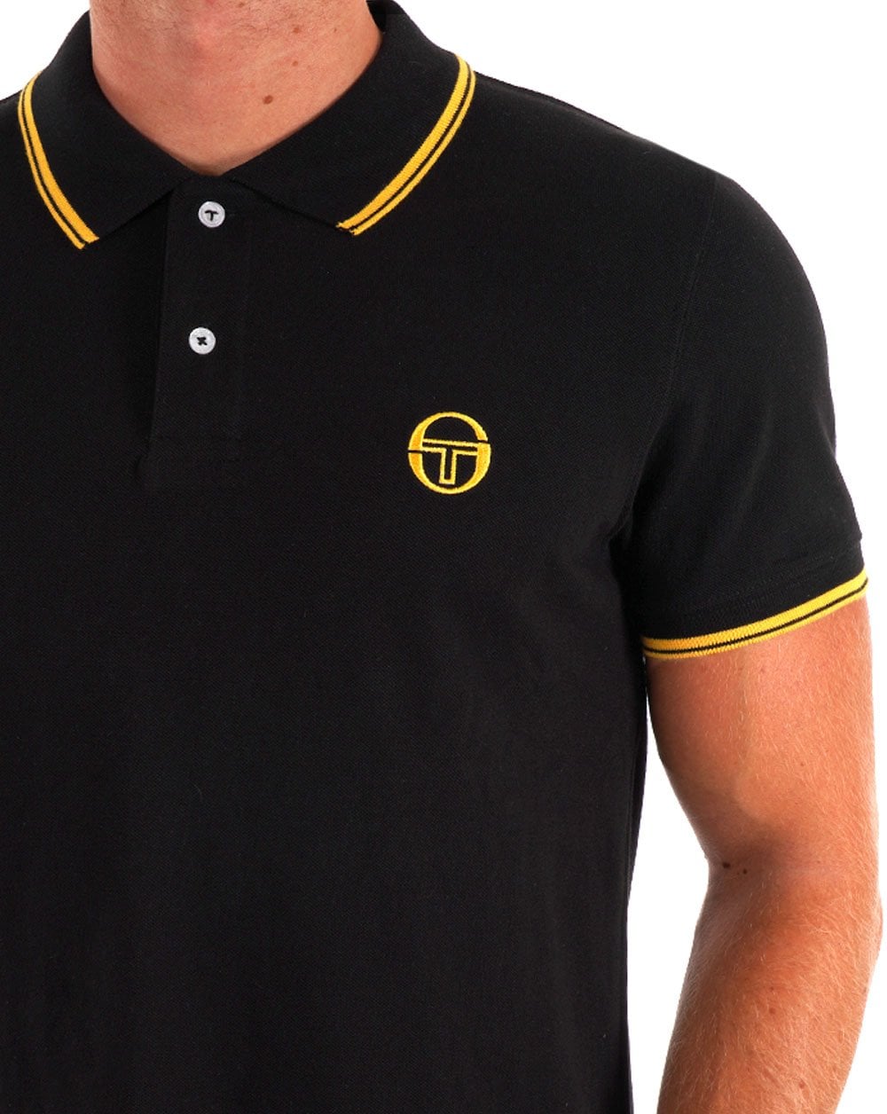 Sergio Tacchini Tipped Polo Shirt Black/Gold