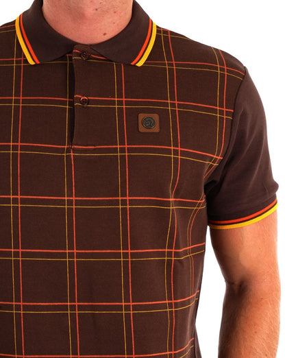 Trojan Check Panel Polo Chocolate