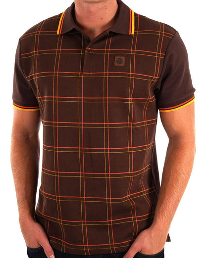 Trojan Check Panel Polo Chocolate