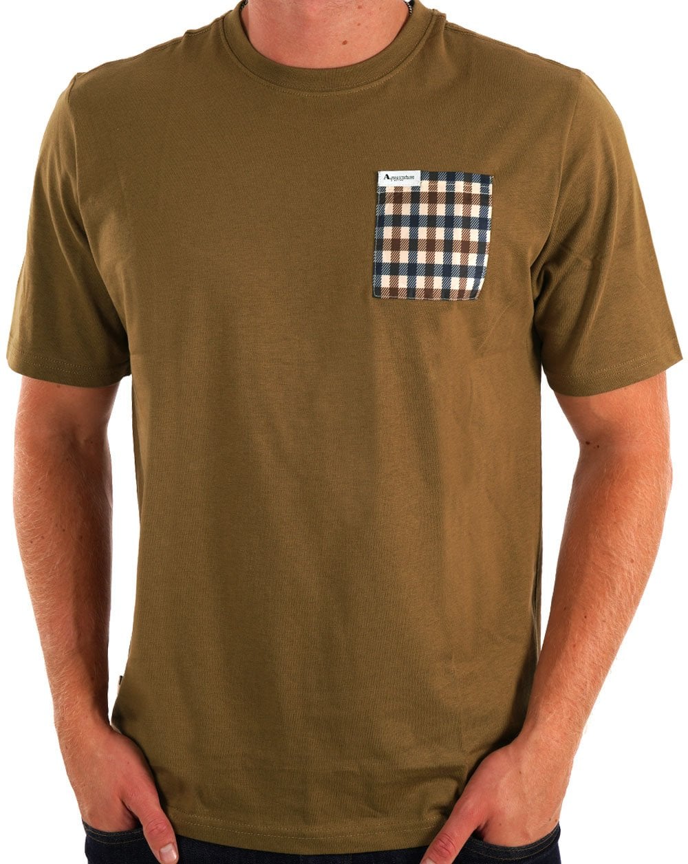 Aquascutum Club Check Pocket T Shirt Toffee