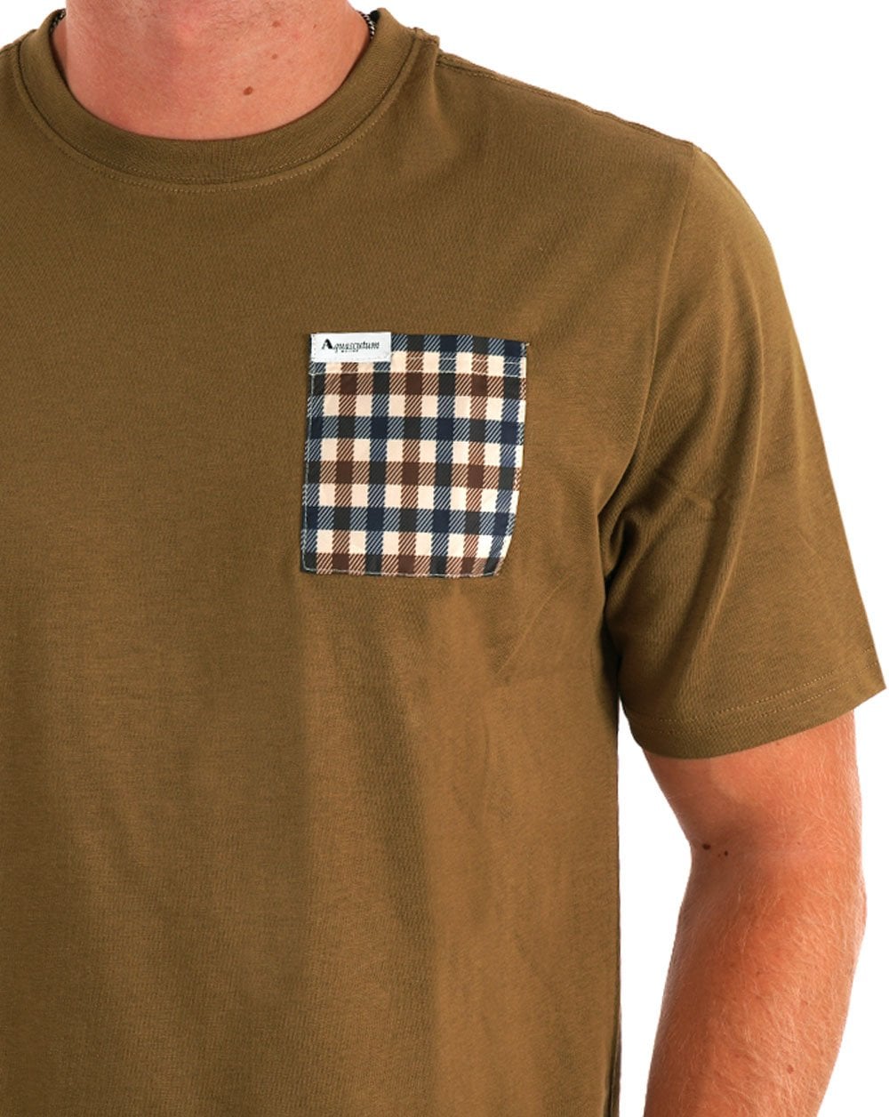 Aquascutum Club Check Pocket T Shirt Toffee