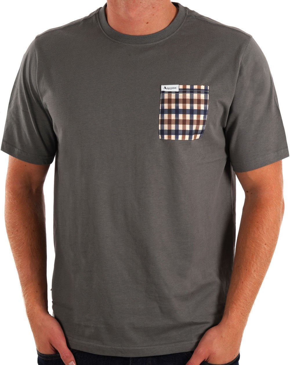 Aquascutum Club Check Pocket T-shirt Charcoal