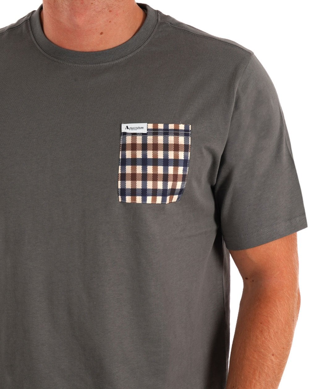 Aquascutum Club Check Pocket T-shirt Charcoal