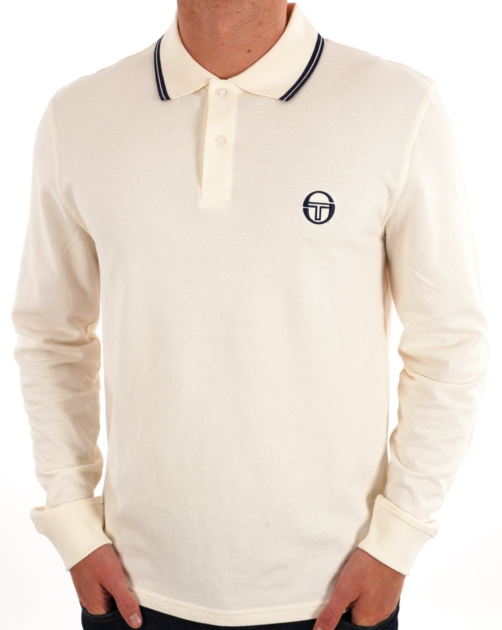 Sergio Tacchini Tipped LS Polo Shirt Gardenia