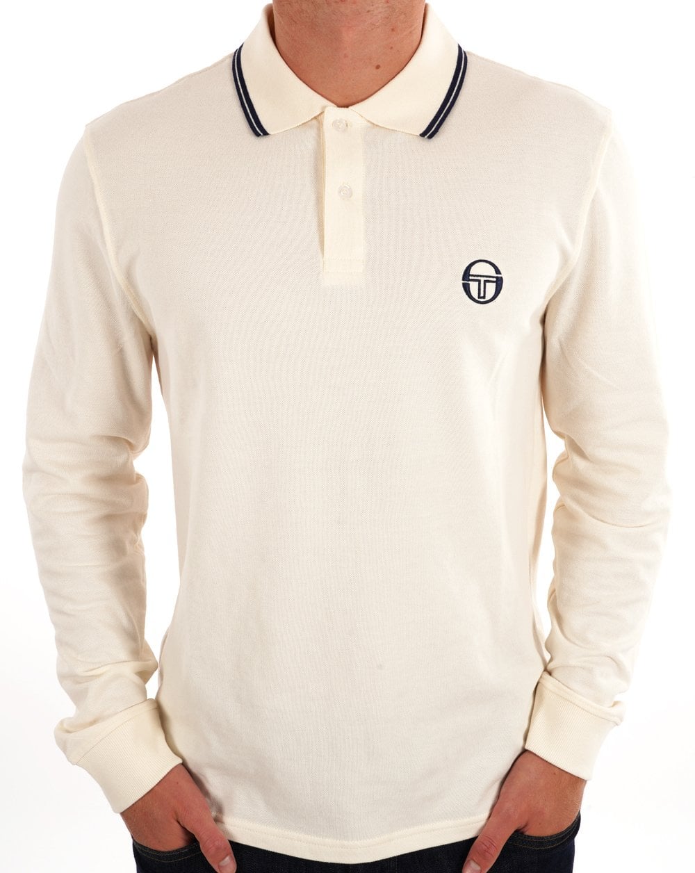 Sergio Tacchini Tipped LS Polo Shirt Gardenia