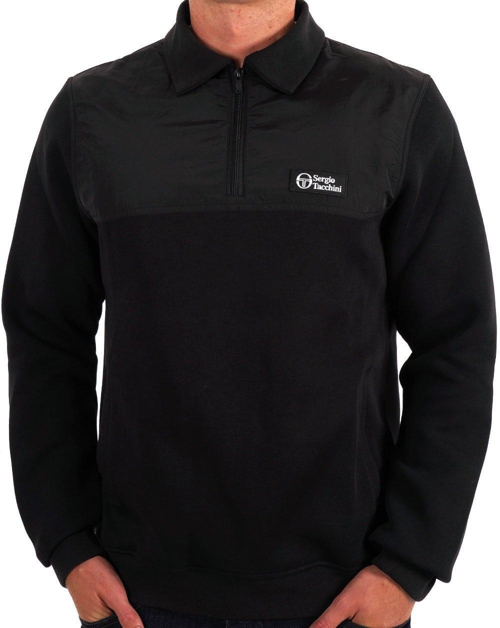 Sergio Tacchini 1/4 Zip Twin Fabric Jacket Black