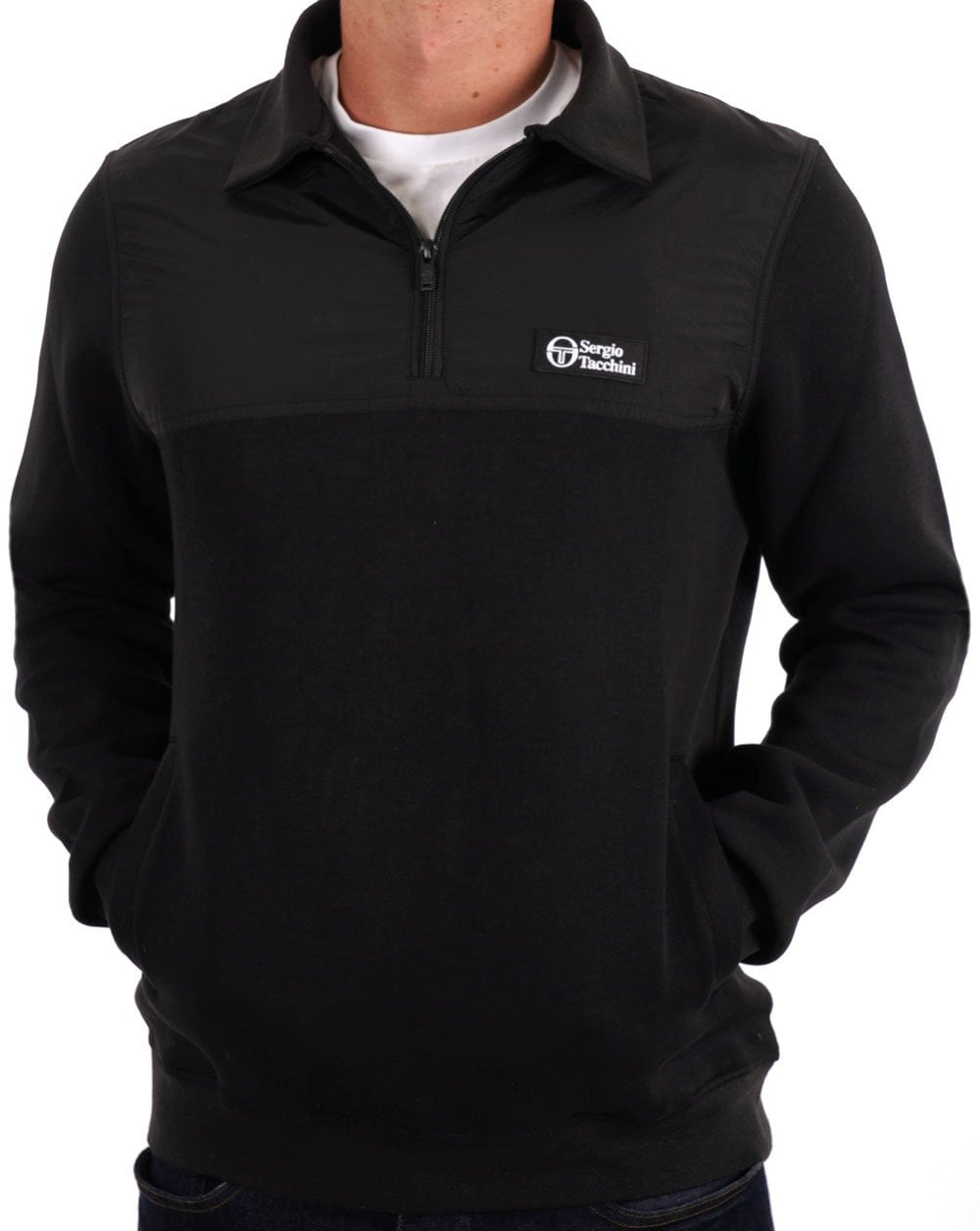 Sergio Tacchini 1/4 Zip Twin Fabric Jacket Black