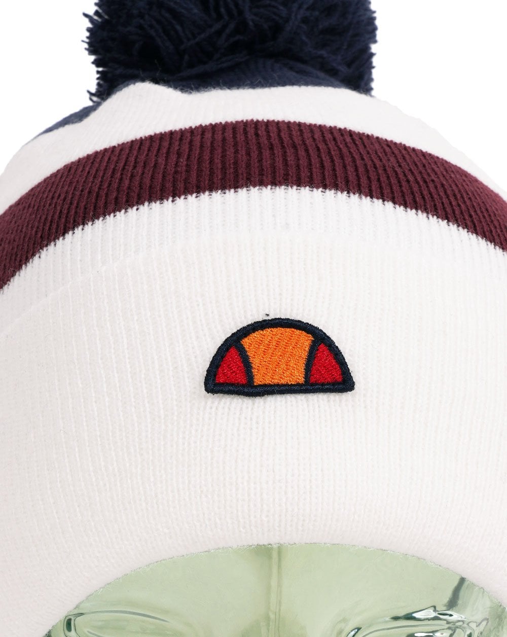 Ellesse Tanvi Pom Pom Beanie White/Navy/Burgundy