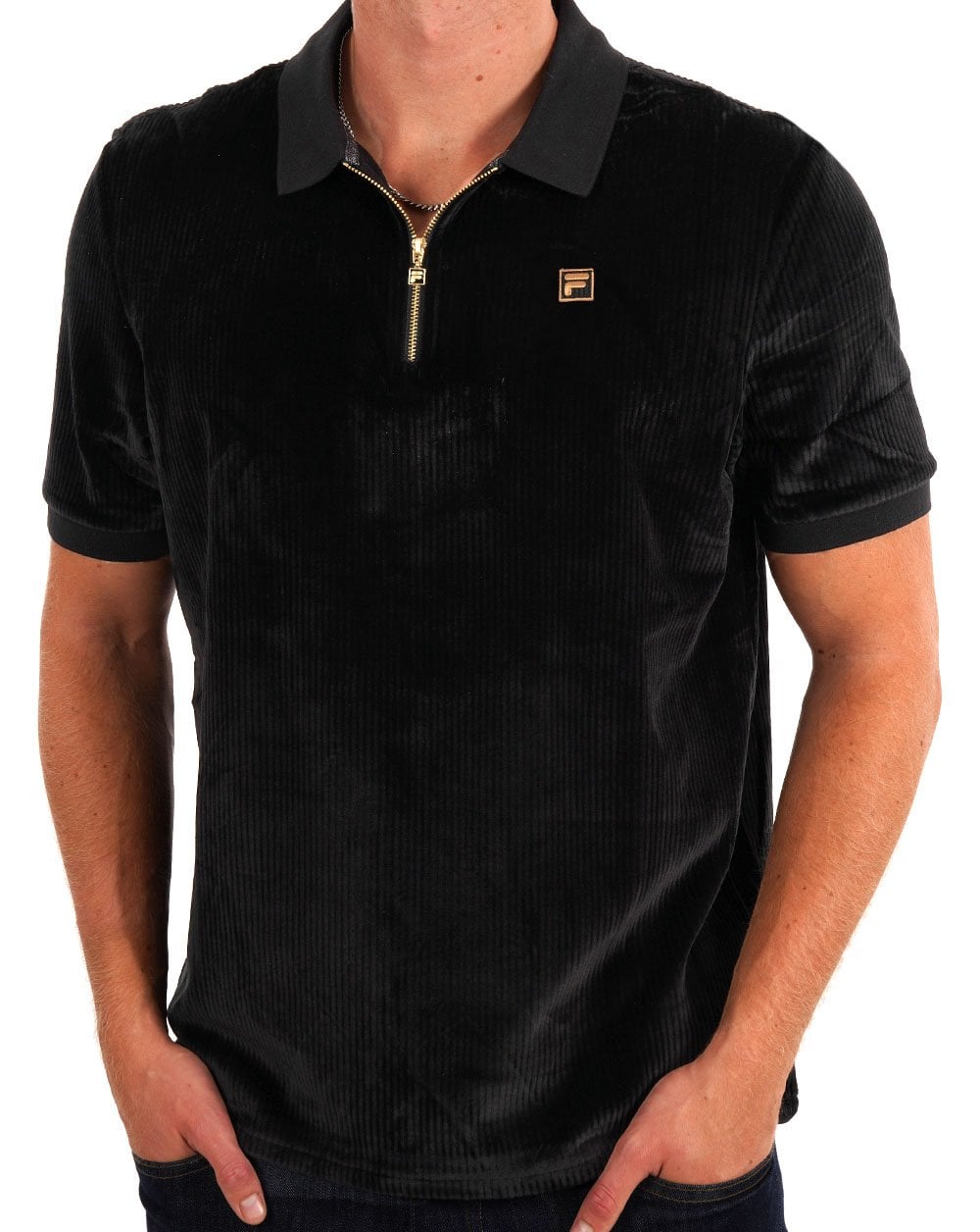 Fila Gold Corded Velour Polo Black