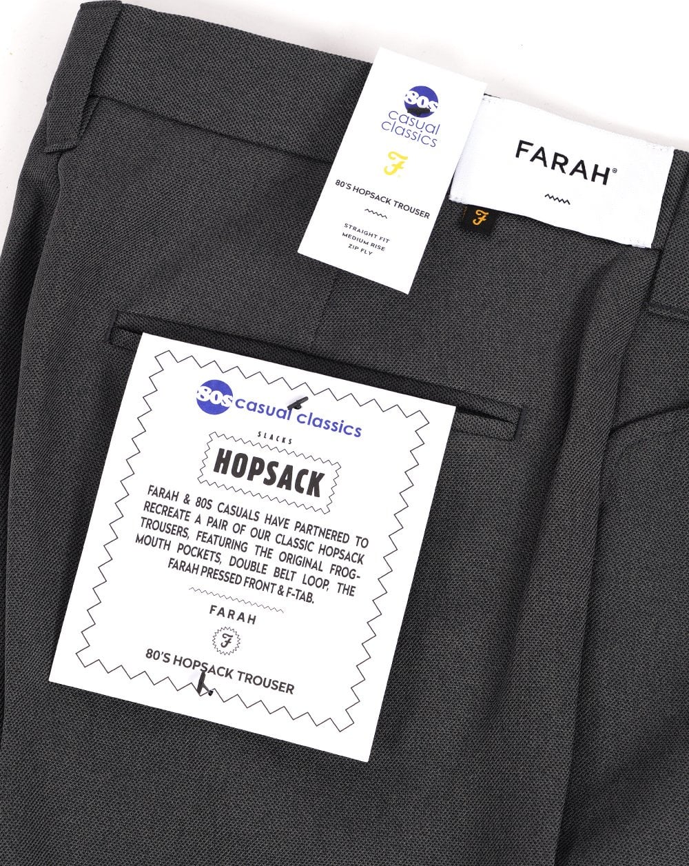Farah Hopsack Trousers Grey - 80s Casual Classics – 80's Casual