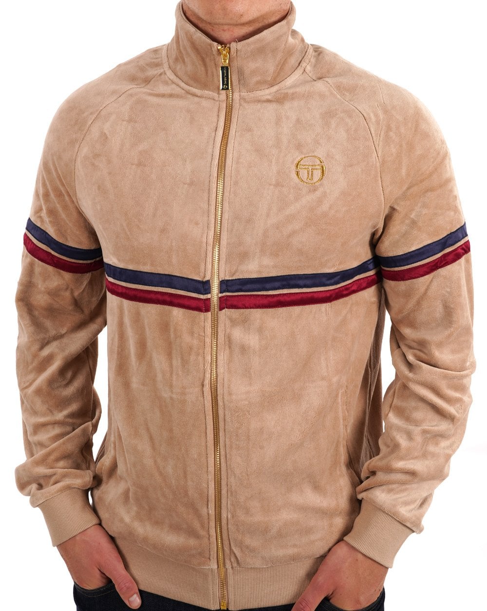 Sergio Tacchini Dallas Luxe Velour Track Top Stone